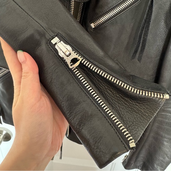 Acne Studios Calf Leather Biker Jacket Black Size 48 - Picture 10 of 16